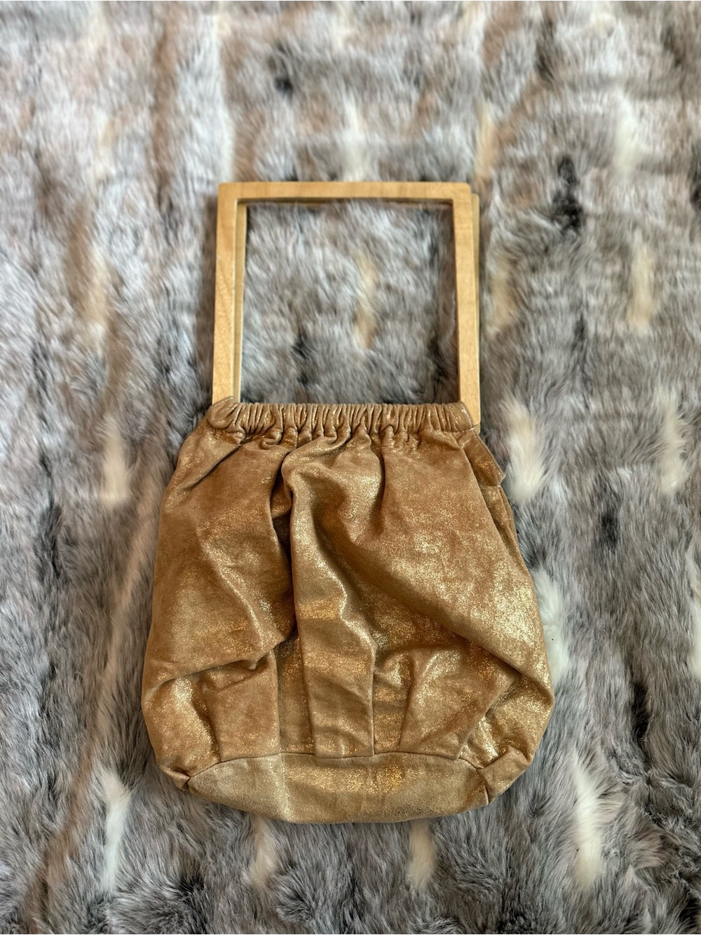 Allison Burns Y2K Gold metallic square wooden handle Bag video vixen